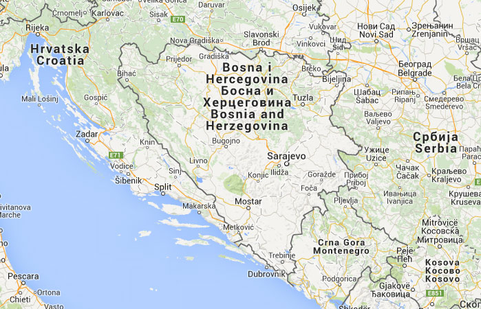Mapa de Bosnia-Herzegovina