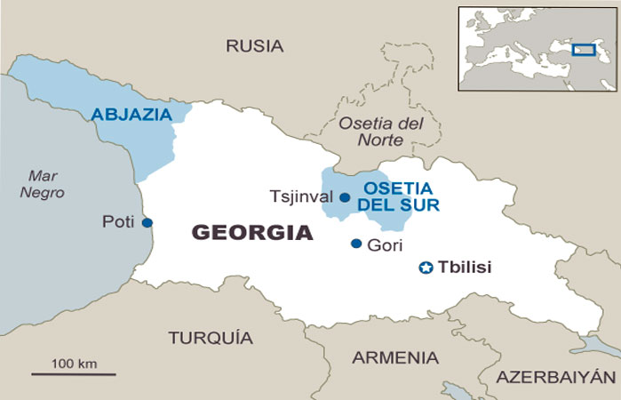 Mapa de Osetia del Sur