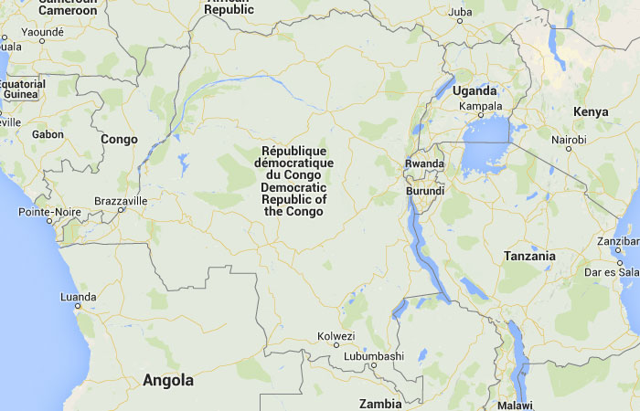 Mapa de República Democrática del Congo