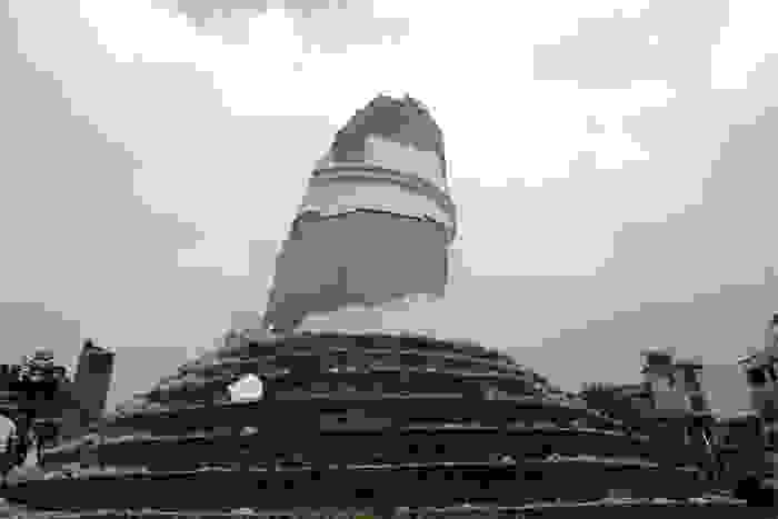 Torre Dharahara después del terremoto de abril del 2015 en Nepal