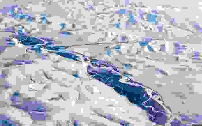Vista aérea de Siberia en invierno